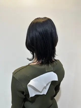 ミディアム レイヤー 艶々カラーのヘアスタイル