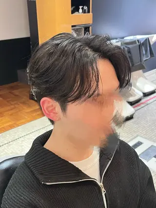 ミディアム パーマ メンズ 濵田 蘭のヘアスタイル