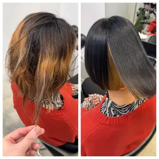 ショート け んブリーチ縮毛矯正のヘアスタイル