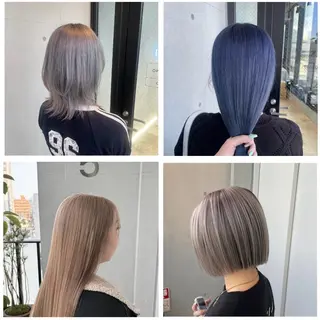 ミディアム 抜け感ハイトーン/ ボブ/Ririnaのヘアスタイル