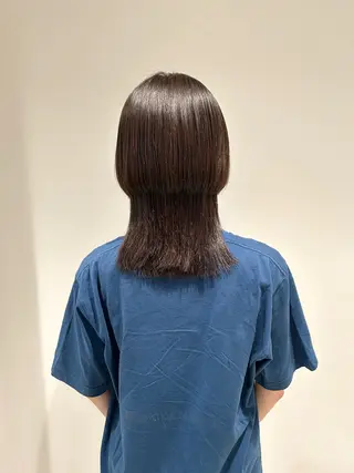 ミディアム カラー スキバサミを使わない カット🌼唯🌼のヘアスタイル