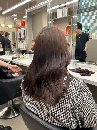 セミロング カラー パーマ ヘアアレンジ メンズ キッズ 🦋韓国レイヤー｜ 透明感グレージュ🦋のヘアスタイル