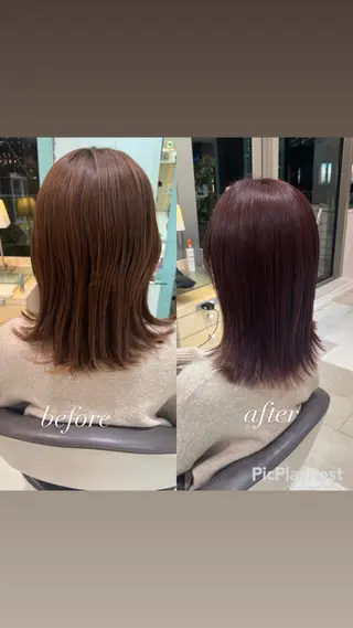 ミディアム カラー 大人デザイン 🍃MORIKA🍃のヘアスタイル