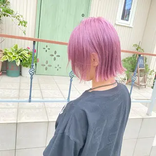 ミディアム カラー ヘアアレンジ ハイトーンカラー🌈 メンズパーマ鈴木康平のヘアスタイル