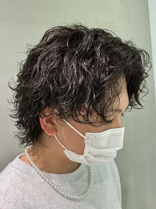 ミディアム パーマ メンズ 天神大名メンズパーマ メンズショートのヘアスタイル