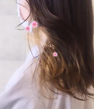 セミロング カラー 田中 あかねのヘアスタイル