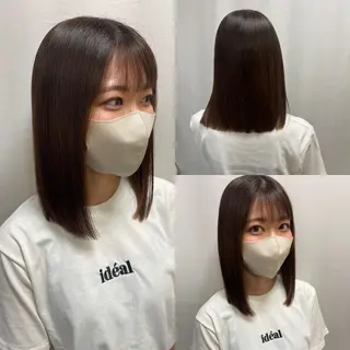 ミディアム パーマ 髪質改善/縮毛矯正 /レイヤー岡部のヘアスタイル