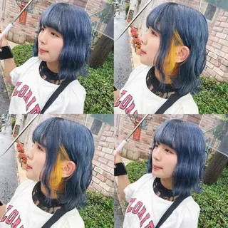 ミディアム カラー ヘアアレンジ TAKUMAブリーチ /切りっぱなし🪽のヘアスタイル