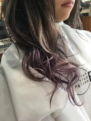 セミロング カラー 白髪ぼかしハイライト 柳川拓哉のヘアスタイル