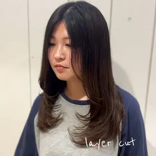 ロング ★韓国トレンドカット ★むなかたももかのヘアスタイル