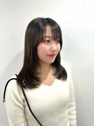 セミロング ミディアムレイヤー 添田晃基のヘアスタイル