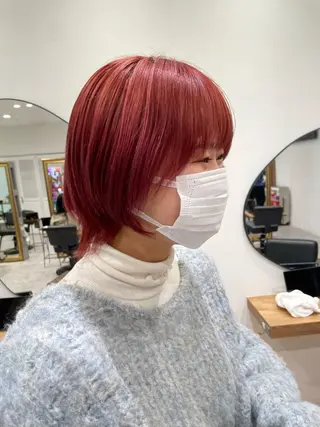 ショート カラー 矯正パーマ、ベージュ ボブカット🫧のヘアスタイル