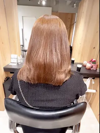 セミロング カラー スキバサミを使わない カット🌼唯🌼のヘアスタイル