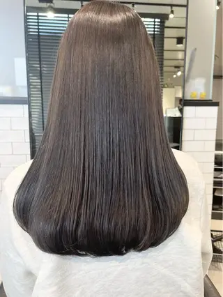 セミロング カラー パーマ ヘアアレンジ 透明感/オリーブ/ グレージュ/YUKAのヘアスタイル