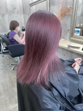 ミディアム サニーサイド大名 ダブルカラー髪質改善のヘアスタイル