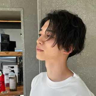 ミディアム カラー パーマ メンズ 朝楽メンズパーマ 🥇メンズカット吉田のヘアスタイル