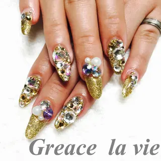 ロング カラー パーマ ヘアアレンジ キッズ ネイル マツエク・マツパ Greace la vie所属・Greace  la vieのネイルデザイン