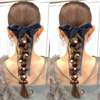 ロング ヘアアレンジ ヘアメ🎀推しカラー 🥣横浜/しほ🧸のヘアスタイル