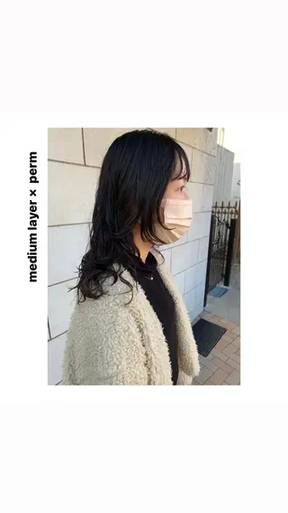 ミディアム カラー パーマ ヘアアレンジ メンズ キッズ ネイル マツエク・マツパ アイブロウ hiro【沿線で叶う 似合わせhair】のヘアスタイル