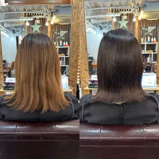ミディアム カラー ブリーチ毛対応酸性 ストレート🌈サキのヘアスタイル