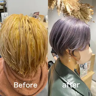 ショート カラー ハイトーンヘア/ 島崎　タクミのヘアスタイル