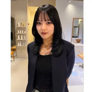 ミディアム カラー ボブパーマ/艶カラー 透明感カラー/ユメノのヘアスタイル