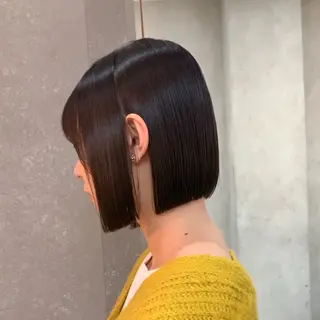 ショート 切りっぱなしボブ/ 縮毛矯正/レンのヘアスタイル