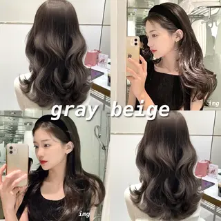 セミロング カラー ヘアアレンジ 🤎小顔レイヤー /ベージュ🤎友香のヘアスタイル