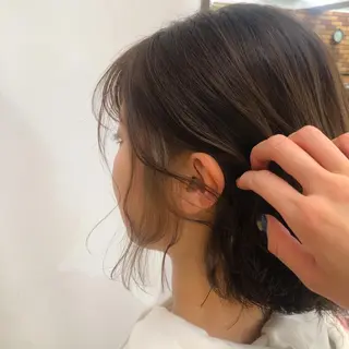 セミロング カラー パーマ ヘアアレンジ ネイル マツエク・マツパ 暖色ボブ 🍊rikakoのヘアスタイル