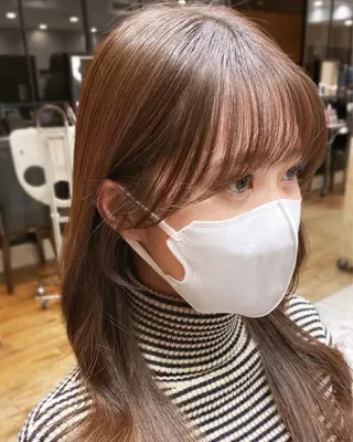セミロング カラー 顔まわりカット🌟 くびれヘア/寺門遥輝のヘアスタイル