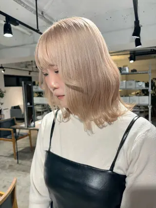 ミディアム カラー 暖色カラー🍒 ケアブリーチ/akiのヘアスタイル