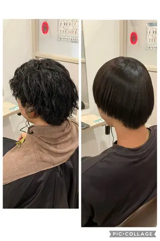 パーマ メンズ ブリーチ&ストレート 長谷川勇人のヘアスタイル