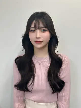 ロング カラー 心斎橋l大人韓国ヘア レイヤー×艶カラーのヘアスタイル