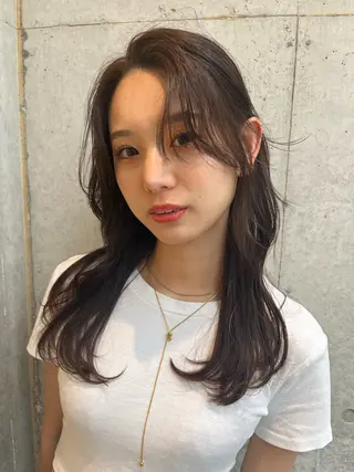 セミロング カラー レイヤーカット/ 酸性ストレート梅田のヘアスタイル