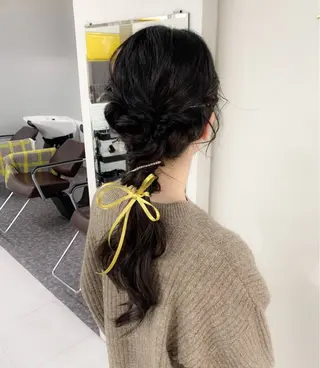 セミロング ヘアアレンジ 卒業式ヘアセット🎀 ヘアアレンジのヘアスタイル
