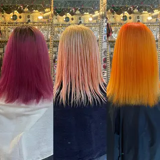 ミディアム カラー ヘアアレンジ 🌈派手髪エクステ ブレイズ🌈ひろとのヘアスタイル