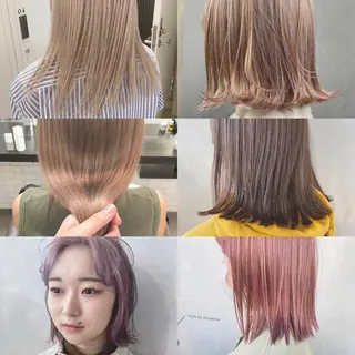 ミディアム カラー ハイトーン/ ボブ 中村麟のヘアスタイル