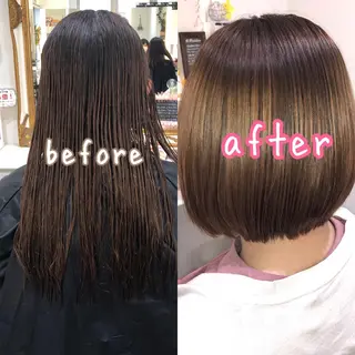 ショート パーマ 安井　昴 💫ブリーチ縮毛矯正のヘアスタイル