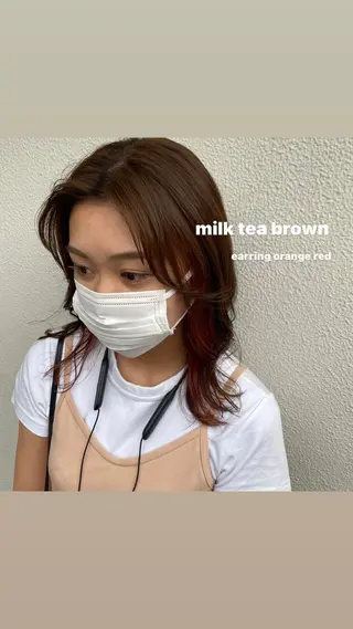 ミディアム カラー パーマ ヘアアレンジ メンズ キッズ ネイル マツエク・マツパ 透明感カラー・レイヤ ー🎀amika🎀のヘアスタイル