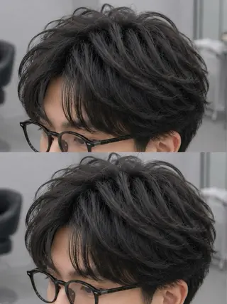 ミディアム パーマ ヘアアレンジ メンズ 🔥ニュアンス フェザー小林海斗🔥のヘアスタイル