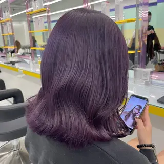 セミロング カラー 韓国風艶髪🎀 暖色カラー🤍のヘアスタイル