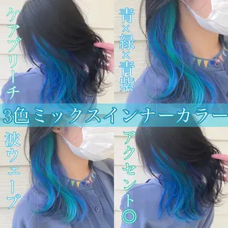 セミロング カラー ハイトーンカラー🌈 メンズパーマ鈴木康平のヘアスタイル