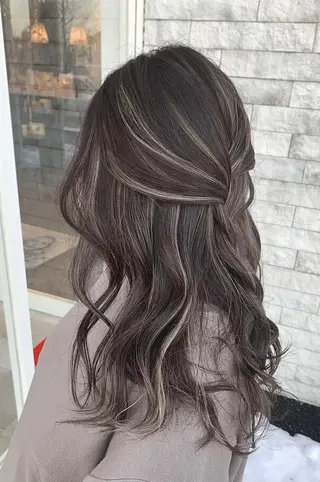 ロング カラー 酸性ストレート/ブリ ーチなしWカラー河本のヘアスタイル