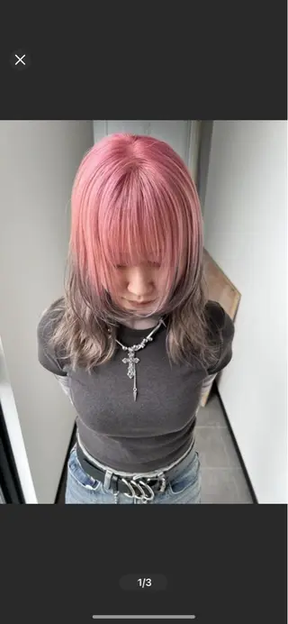 ミディアム カラー ヘアカラー&縮毛矯正 STAR☆RIVERのヘアスタイル