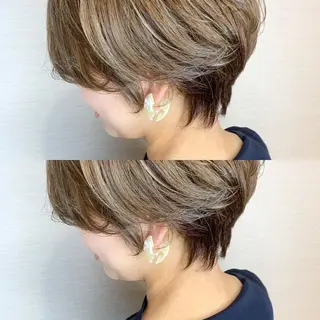ショート カラー 韓国レイヤーカット/ ダブルカラーのヘアスタイル