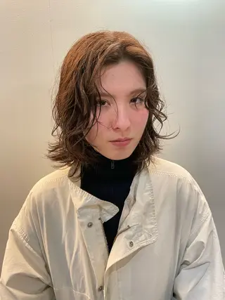 ミディアム パーマ 無料カット/ 癖毛風パーマ/凜のヘアスタイル