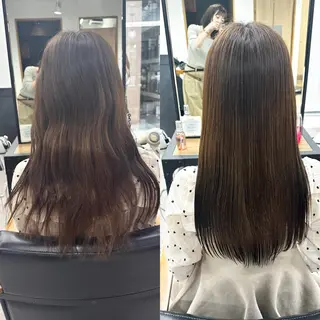 ロング カラー パーマ ヘアアレンジ メンズ キッズ レイヤーカット/ 巻ける縮毛矯正のヘアスタイル