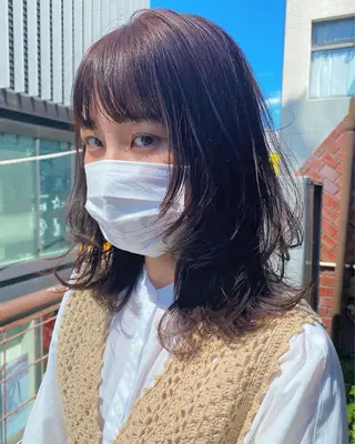 セミロング カラー ヘアアレンジ メンズ キッズ ネイル マツエク・マツパ 透明感カラー🤎 ゆりのヘアスタイル