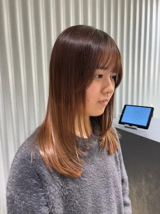 ミディアム カラー パーマ ヘアアレンジ 押切 響 のヘアスタイル