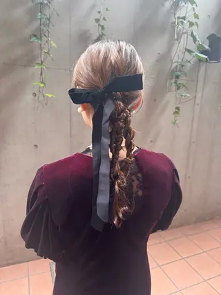 セミロング ヘアアレンジ 🎗️【ヘアセット 美眉】吉川玲🎗️のヘアスタイル